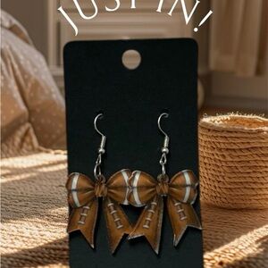 Brown Football Bow Earrings